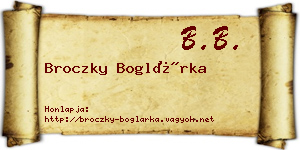 Broczky Boglárka névjegykártya